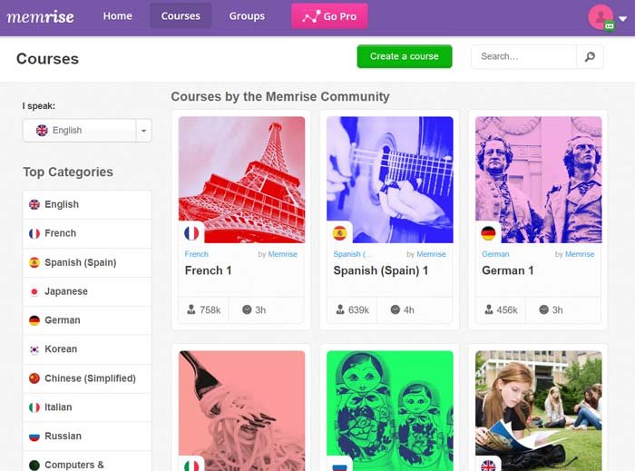 موقع Memrise لتعلم الاسبانية