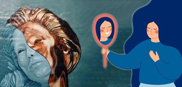 الشخصية النرجسية وكيفية التعامل معها، فتاه تنظر الى نفسها بالمرآة