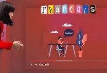 تعلم اللغة الفرنسية على اليوتيوب تظهر فتاة تتعلم الفرنسية