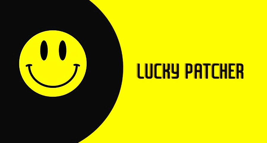 شعار تطبيق Lucky Patcher إيموجي ضاحك بلون أصفر وهو من تطبيقات أندرويد خارج متجر جوجل