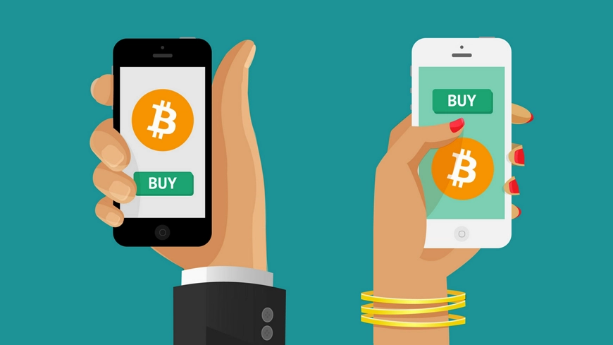هاتف يشير الى كيفية شراء العملات الرقمية