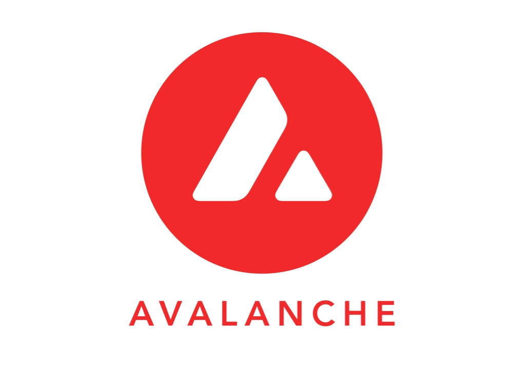 شعار عملة Avalanche الرقمية لون أحمر وأبيض