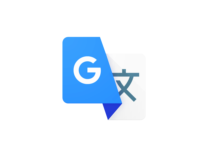 شعار تطبيق Google Translate باللون الأزرق والأبيض