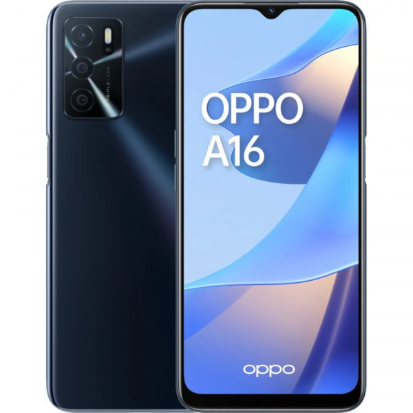 هاتف Oppo A16 لون كحلي، من هواتف الفئة المتوسطة