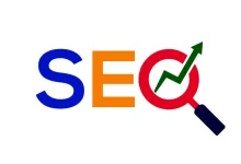 عبارة SEO ملونة مع إشارة بحث