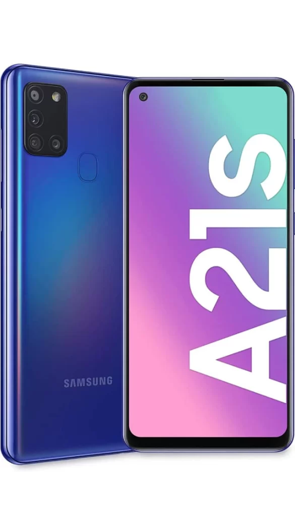 هاتف Samsung Galaxy A21s لون أزرق، من هواتف الفئة المتوسطة