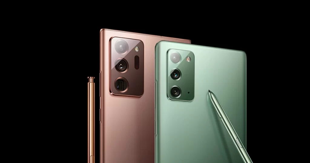 Samsung Note 20 green and gold