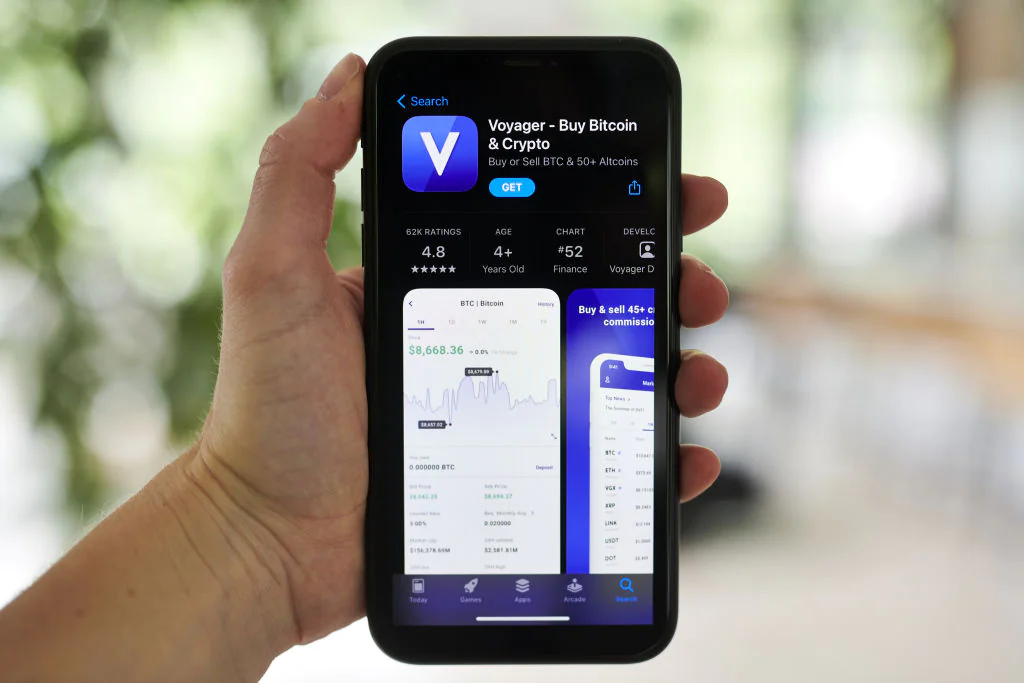 واجهة تطبيق Voyager لتداول العملات الرقمية