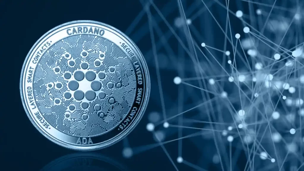 شعار عملة Cardano الرقمية لون فضي