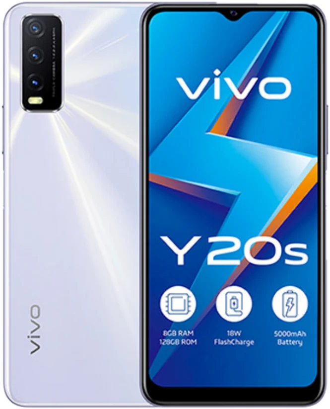 هاتف Vivo Y20s لون فضي، من هواتف الفئة السعرية المتوسطة