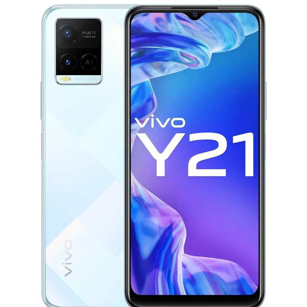 هاتف vivo Y21 لون أزرق فاتح جدا، من هواتف الفئة المتوسطة