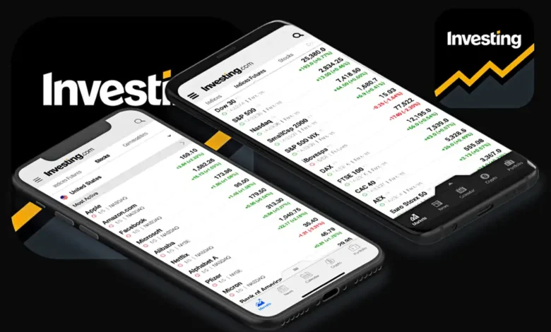 تطبيق Investing.com من أفضل تطبيقات تداول العملات والأسهم