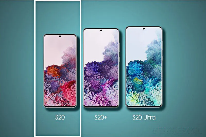 شاشة هاتف Samsung Galaxy S20 مقارنة مع هاتف S20+، S20 Ultra