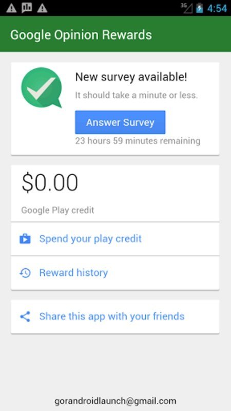 واجهة منصة Google Opinion Rewards لتحميل تطبيقات مدفوعة