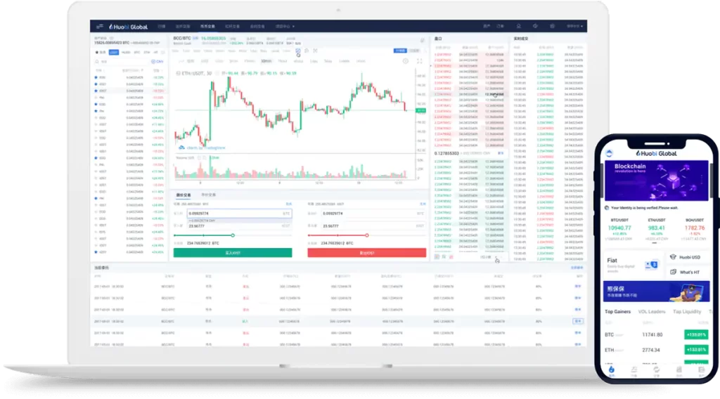 واجهة منصة Huobi Global لتداول العملات الرقمية المشفرة