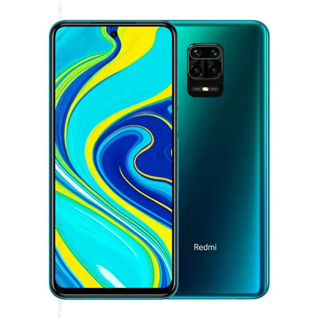 صورة أمامية خلفية لهاتف Xiaomi Redmi Note 9S لون أخضر
