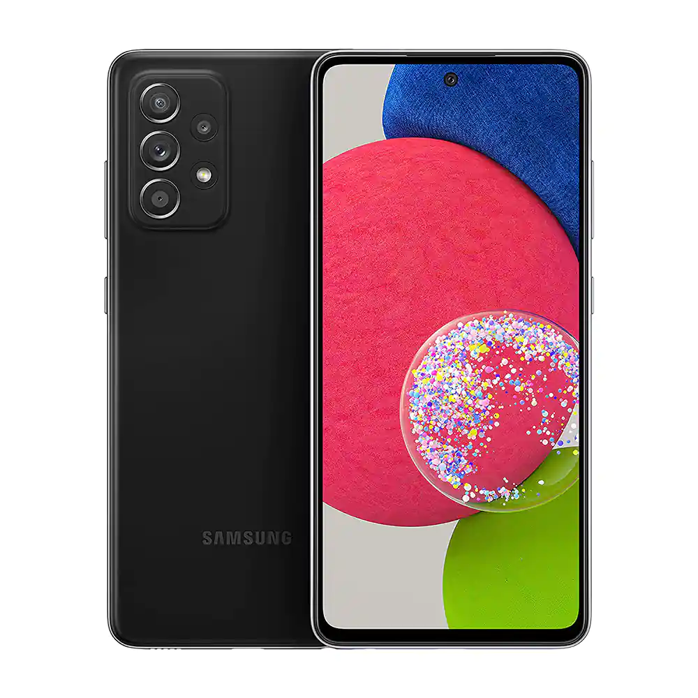 صورة أمامية خلفية لهاتف Samsung Galaxy A52s 5G لون أسود