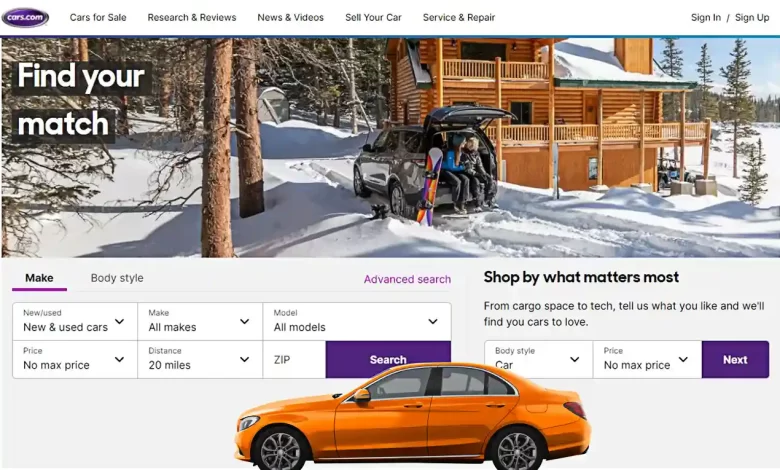 واجهة موقع Cars لشراء واستيراد السيارات من الخارج