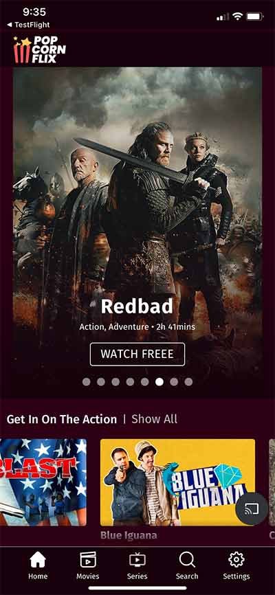 صورة من تطبيق Popcornflix واحد من أروع مجموعة تطبيقات لمشاهدة الأفلام