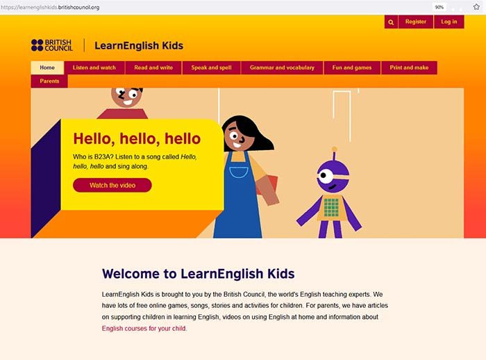 واجهة موقع LearnEnglish Kids أحد أفضل مواقع تعليم الإنجليزي للأطفال