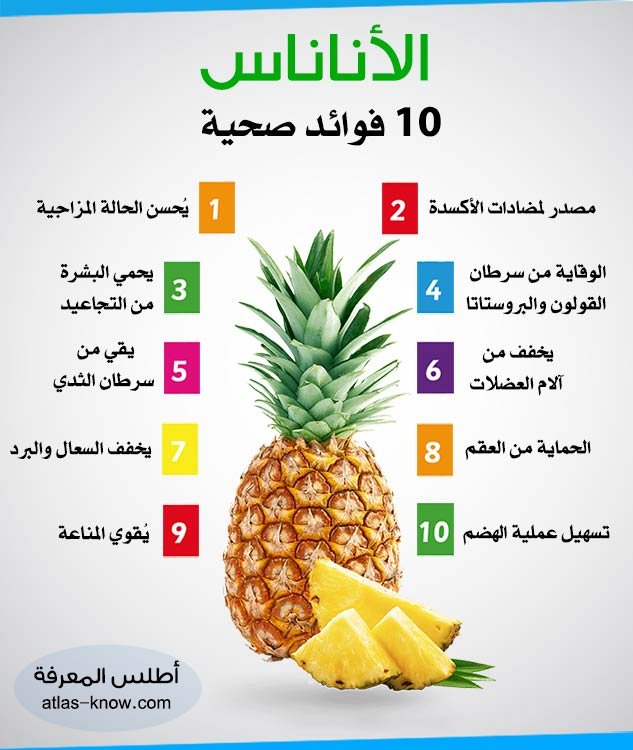 إنفوجراف فوائد فاكهة الأناناس