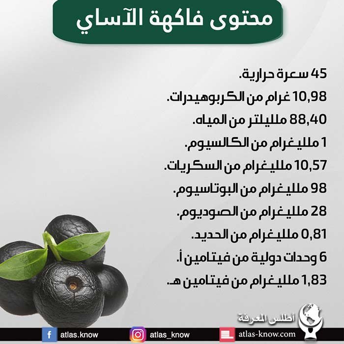 إنفوجراف فوائد ومحتوى فاكهة الآساي