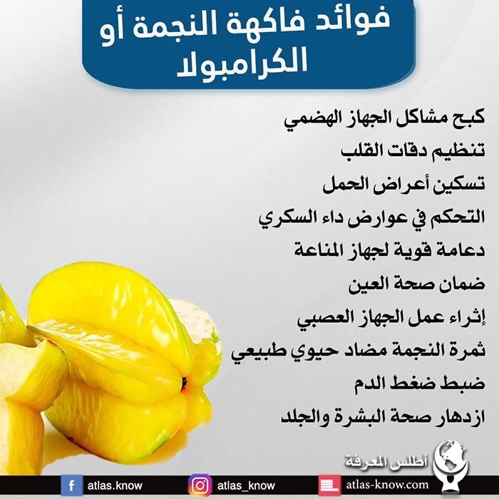 إنفوجراف فوائد فاكهة النجمة أو الكرامبولا