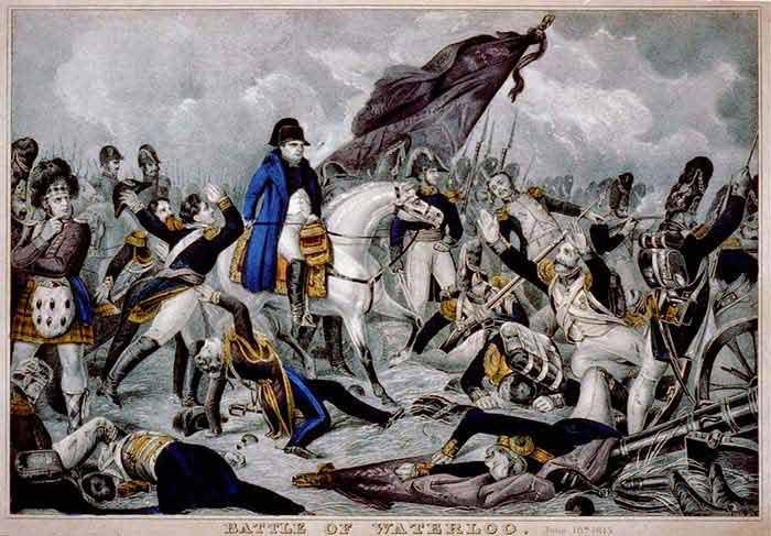 معركة واترلو، عام 1815 وهزيمة الجيش الفرنسي. آخر معركة كبرى في حروب نابليون.