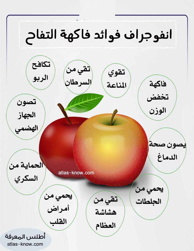 إنفوجراف فوائد فاكهة التفاح